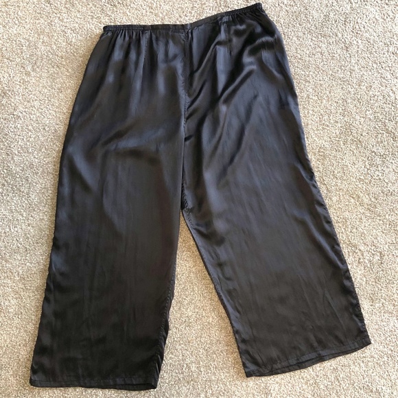 SOLD Citron Santa Monica Silk Elegant Wide Leg Pants XL Black - Picture 1 of 9
